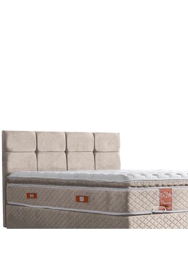 Gümüş Tek Kişilik Baza Başlık Real Pedli Yatak Seti Krem 90 x 190