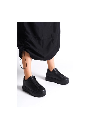 Bıana Bağcıklı Ortopedik Taban Kadın Sneaker Spor Ayakkabı Cst - Siyah Siyah