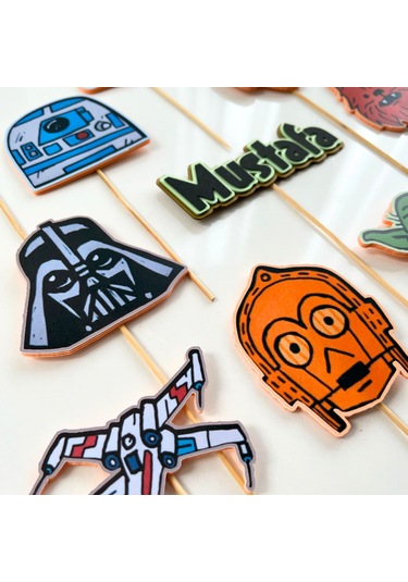 Star Wars Temalı Erkek Çocuk Doğum Günü İsme Özel 3d Pasta Cupcake Süsü Seti Çocuk