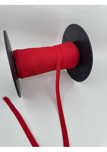 1 Cm Balıksırtı Şerit - 10 Metre - Kırmızı - Polyester