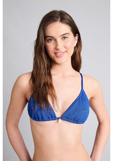 Defacto Regular Fıt Nakışlı Brode Bikini Üstü B6894ax26smbe114 Mavi-be114