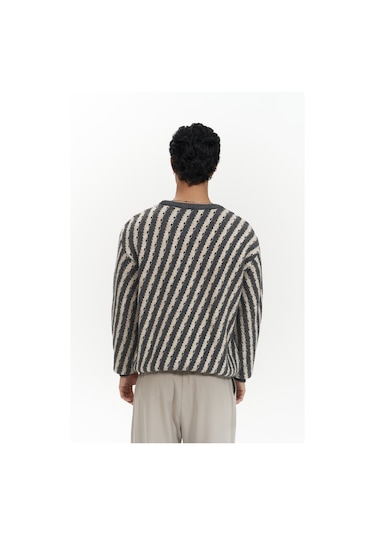 Elijah Şeritli Antrasit Erkek Triko Kazak Antrasit