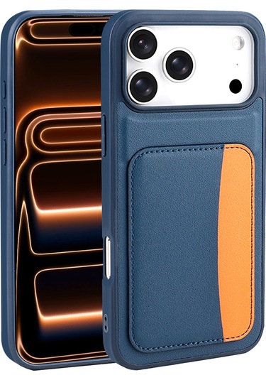 İphone 17 Pro Kılıf Kartlıklı X-kart Silikon Kılıf Lacivert