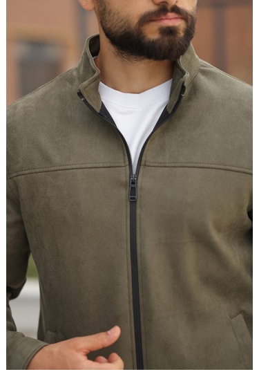 Basic Baharlık Süet Ceket - Sade Ve Şık Stil Haki Süet