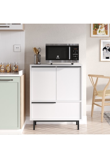 Robin Home Lidya Mutfak Dolabı Mikrodalga 3 Kapaklı Metal Ayak