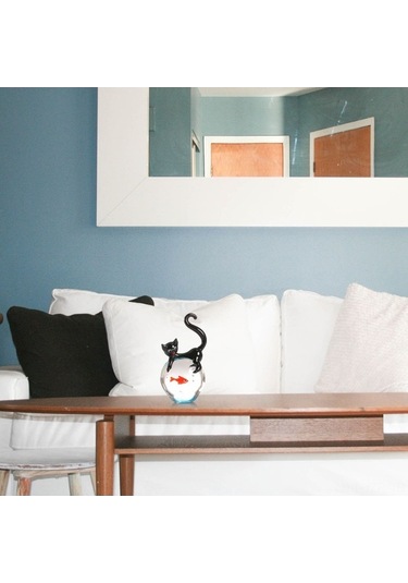 Xianwen Geeroyoo "el Yapımı Cam Heykel: Meraklı Kedi Ve Renkli