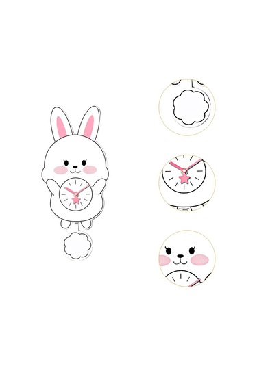 Homyl Tavşan Sarkaçlı Duvar Saati Sessiz Saat Akrilik Askılı Stil B