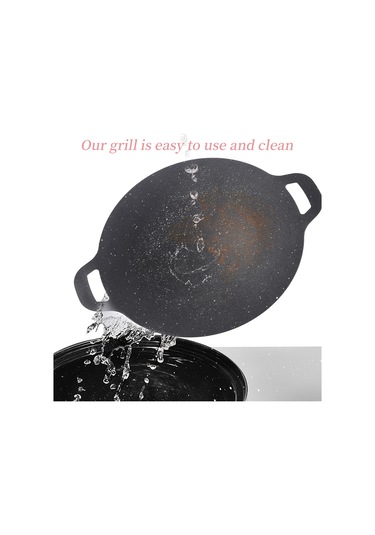 28cm Açık Hava Kamp Izgara Plakası Yapışmaz Kore Barbekü Plakası Siyah