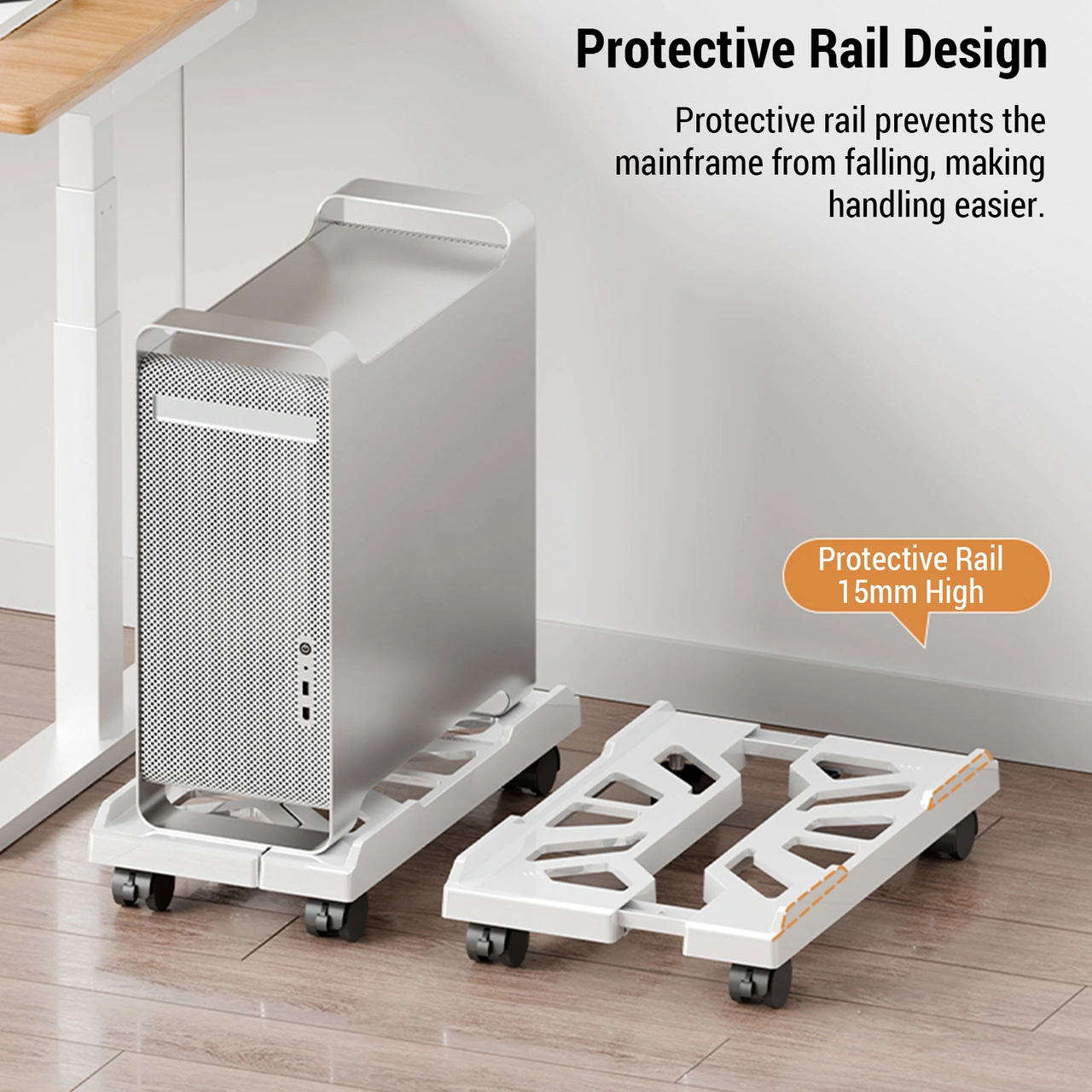 Yuntech01 Mobil Bilgisayar Kasası Standı, Ev/ofis Kullanıma Uygun, Genişlik Ayarlanabilir, Soğutma Delikleri, Frenli Tekerlekli, Aşınmaz Malzeme, Beyaz
