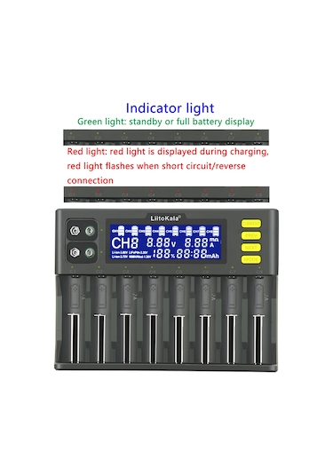 Liitokala Lii-s8 Pil Şarj Cihazı Li-ion 3.7v Nimh 1.2v Li-fepo4 3.2v Imr 3.8v Şarj Cihazı İçin 18650 26650 21700 26700 Aa Aaa