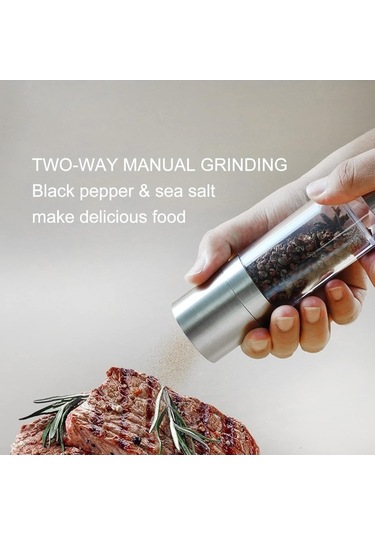 Ulzyvf Ve Ve Tuz Şeffaf Mekan Manuel Karabiber Değirmeni, Ahşap Tabanlı Ayarlanabilir 2'li Set, Ev Ve Dış Mekan Kullanımı İçin Ahşap - Şeffaf