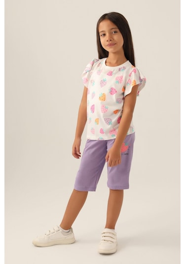 Roly Poly 3411 Strawberry Kız Çocuk Kapri Takım Mavi