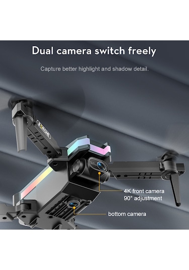 Samdoo Küçük Boy Katlanabilir Drone Xt8: 4k İki Kameralı, İki Pil, Yol Planlama Ve El İsareti Fotoğraf Çekimi, Depolama Çantası İle Turuncu