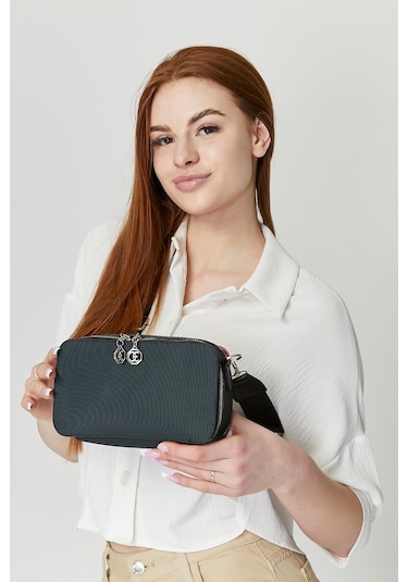 Morpelikan Yeşil Kabartma İki Bölmeli Kadın Omuz Çantası Yeşil