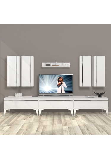 Decoraktiv Eko 8d Mdf Silver Tv Ünitesi Tv Sehpası - Parlak Beyaz