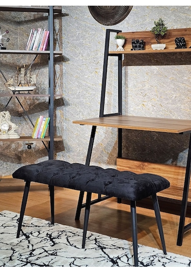 Siyah Boyalı Füme Oturak Metal Sivriltme Ayaklı Babyface Puf & Be 001