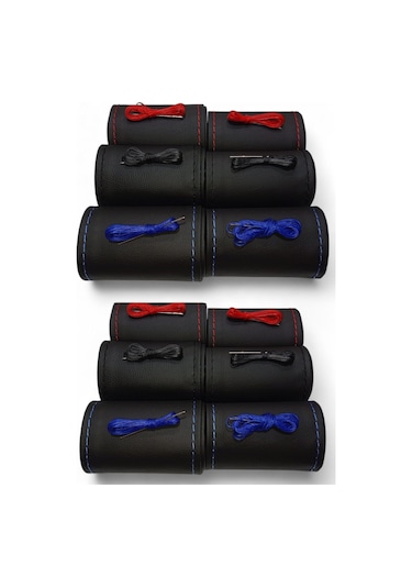 Citroen C4 2004-2010 Uyumlu Direksiyon Kılıfı Dikmeli Siyah Deri / Kırmızı Dikişli