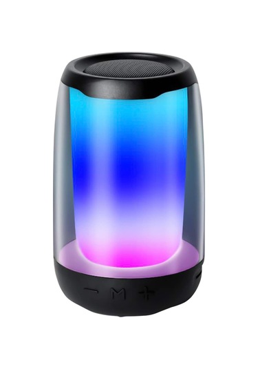 Youtek Siyah Mini Bluetooth Hoparlör, 5w Güç, 1200mah Pil, Renkli Işık Efekti, Düşük Tabanlı Müzik Çalar