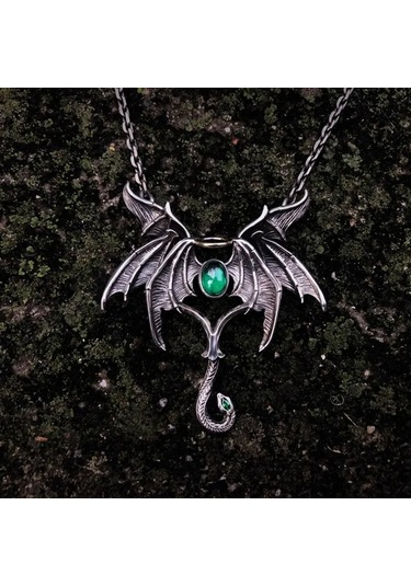 DÜKKAN DESİGN Dükkan Design Mitolojik Snake Head Dragon Kolye Gri - Siyah