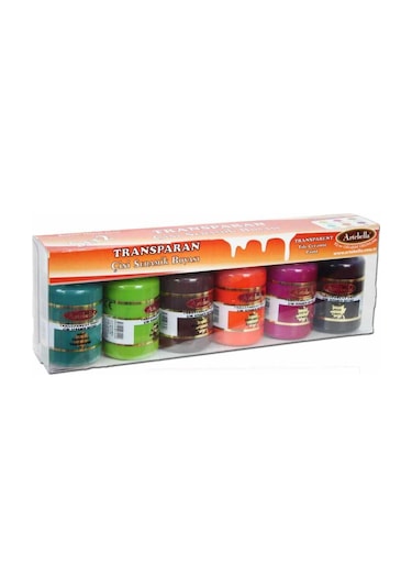 Absts002 Artebella Transparan Çini Seramik Boyası 50 ML 6 'lı Set Transparan