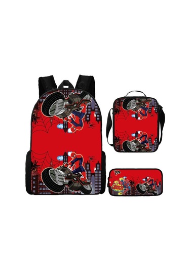 Örümcek Adam Yeni Sırt Çantası Büyük Kapasiteli Öğrenci Kişilik Okul Çantası Üç Parça Seti Stil 27