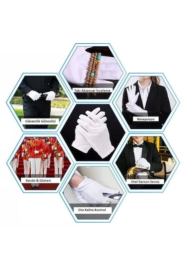 Unisex Beyaz Bando Garson Pandomim Gösteri Merasim Tören Eldiveni