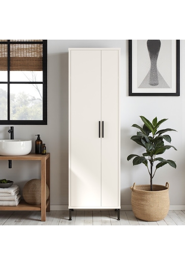 Robin Home Çok Amaçlı Dolap Vileda Banyo Dolabı Kiler Dolabı Beyaz Beyaz