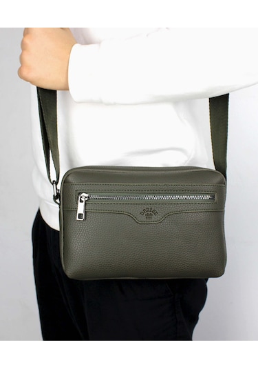 Erkek Haki Renk Ayarlanabilir Omuz Askılı Çapraz Omuz Çantası Haki