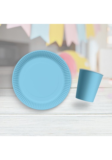 8 Adet Mavi Tabak, 8 Adet Mavi Bardak