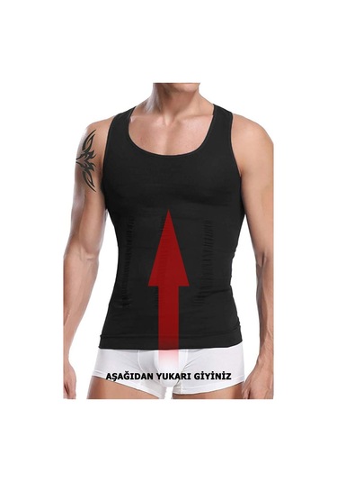 Göbek Sıkılaştırıcı Erkek Siyah Korse Atlet Siyah