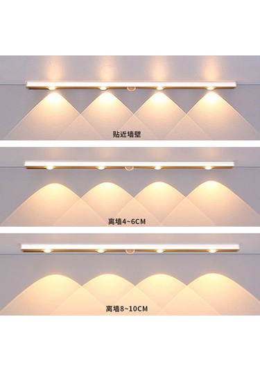 Dianziye Led İnsan Algılama Lambası, Kablosuz Şarjlı, 3-5m Algılama, 120 Açı, 3 Renk, 40cm, Otomatik Açık/kapat, Dolap-çekmece Için Beyaz