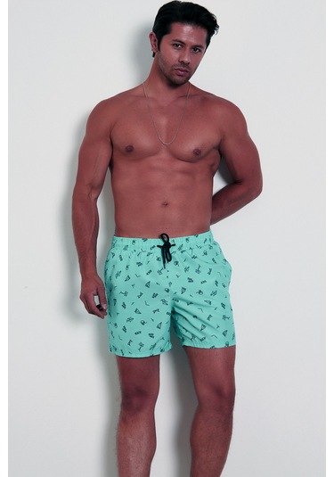 Enrico Ferry Erkek Aqua Hızlı Kuruyan Baskılı Deniz Şortu Edy2590 Aqua