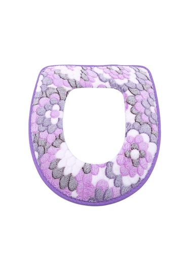 Mor Ev Su Geçirmez Velcro Evrensel Petal Desenli Klozet Kapağı