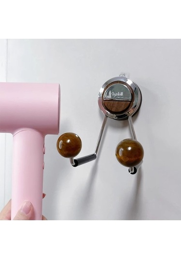 Wondernest Zımbasız Vantuzlu Tutucu, Saç Kurutma Makinesi Lichen Banyo Askısı Siyah