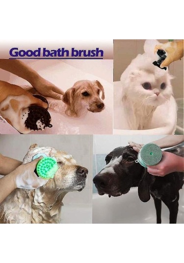 Pet Tarak Fırçaları 2 1 Pet Köpek Kedi Silikon Banyo Fırçası Köpek Banyo Fırçası Evcil Hayvan Banyo Yeşil