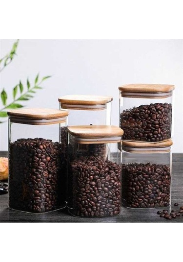 Pazly Temizle Kare Mühürlü Cam Baharat Kavanoz, Mutfak Kahve Çekirdeği Depolama Tankı E Diğer