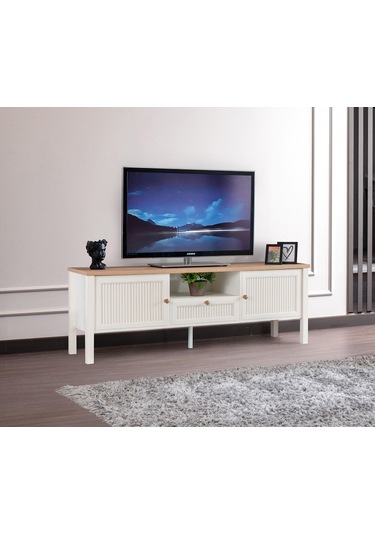 Alaçatı Tv Ünitesi Sehpası Beyaz  - Ceviz
