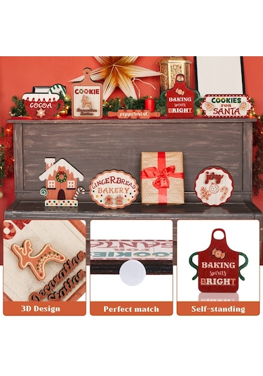 Hyt Noel Tiered Tray Noel Katmanlı Palet Ahşap Süslemeler Noel Hediyesi Kar Tanesi Dekor