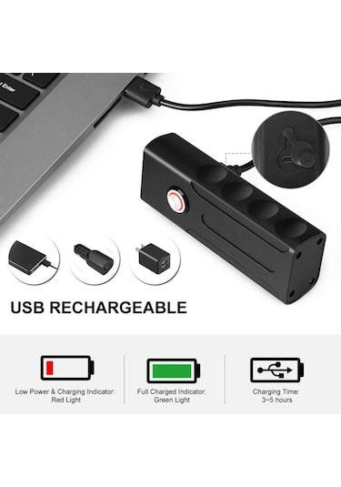 Havana 1000 Lümen Usb Şarjlı Bisiklet Ön Far Işık Fener Siyah