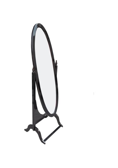 Boy Ayna Oval Model Ahşap Parlak Siyah Boya Natüre Klasik Ahşap M Siyah