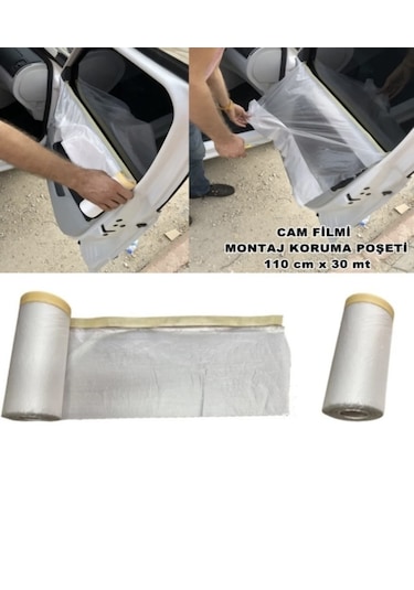 Araç Cam Filmi Montaj Poşeti Kapı Koruma Örtüsü Naylon 110x30mt