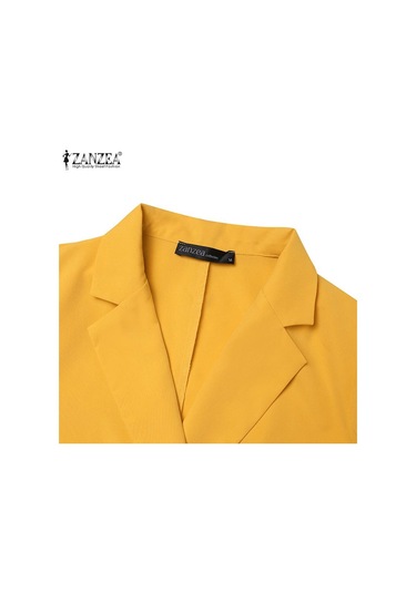 Zanzea Kadın Blazer Ve Pantolon Rahat İki Parça Takım Elbise Seti Koyu Mavi