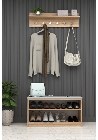 Asra Trend Puflu Ayakkabılık Ve Askılık A-34 Sonoma Sonoma