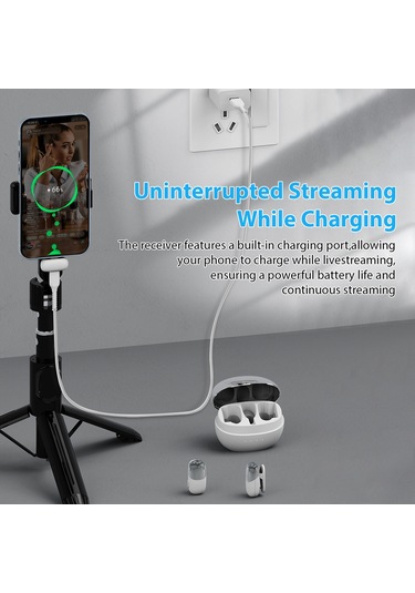 Samdoo Beyaz Kablosuz Kolluk Mikrofonu, Şarj Kutusu İle Gürültü Engelleme, Type-c Bağlantı, Hemen Kullanıma Hazır