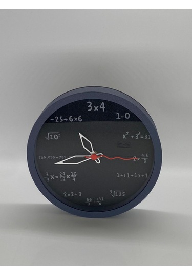 Matematik Temalı Duvar Saati, Siyah Kasa, Zamanı Bilimle Yorumla Siyah