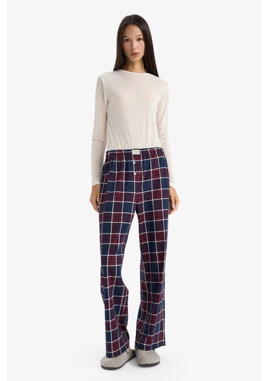 Defacto Regular Fit Kareli Pijama Altı-fall İn Love G3354ax25aunv241 Lacivert-nv241