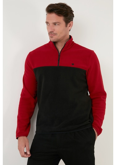 Buratti Regular Fit Anti-Pilling Tüylenme Yapmayan Dik Yaka Şardonlu 2'Li Paket Erkek Polar 5906016S2 Oranj-Bordo