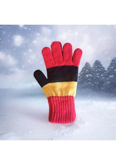 Garson Beden Erkek Çocuk Eldiven Sarı Kırmızı - 8-12 Yaş Kırmızı