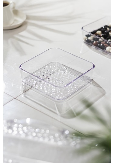 Akrilik Şeffaf 4'lü Tek Kapaklı Kahvaltılık & Sunumluk Şeffaf