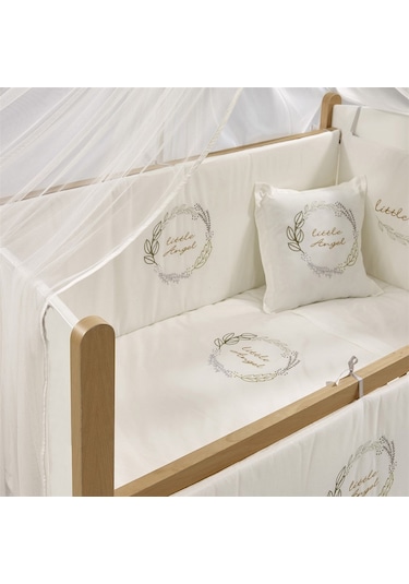 Meltem Kids Mia Anne Yanı Ahşap Sallanır Beşik 60 x 120 CM (Naturel - Angel) Kahverengi